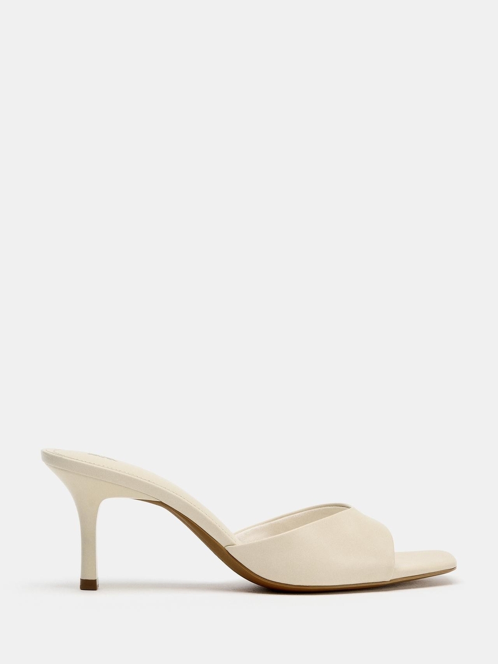 Women's Open-Toe Slip-On Heeled Mule in Cream
